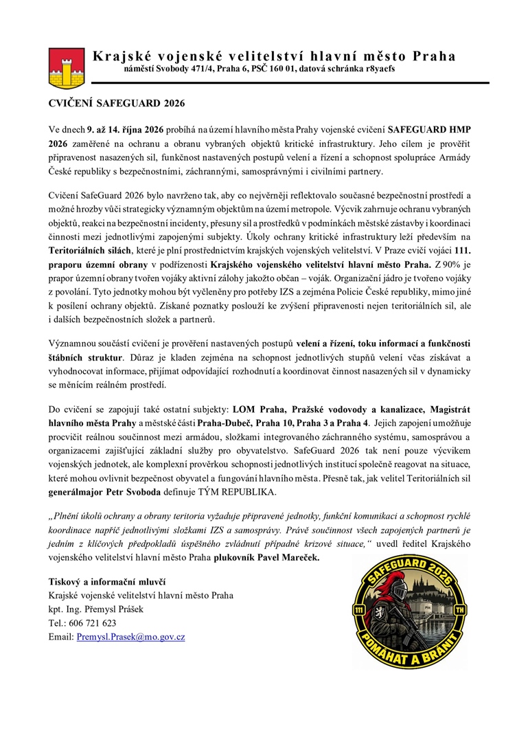 Cvičení Safeguard 2026