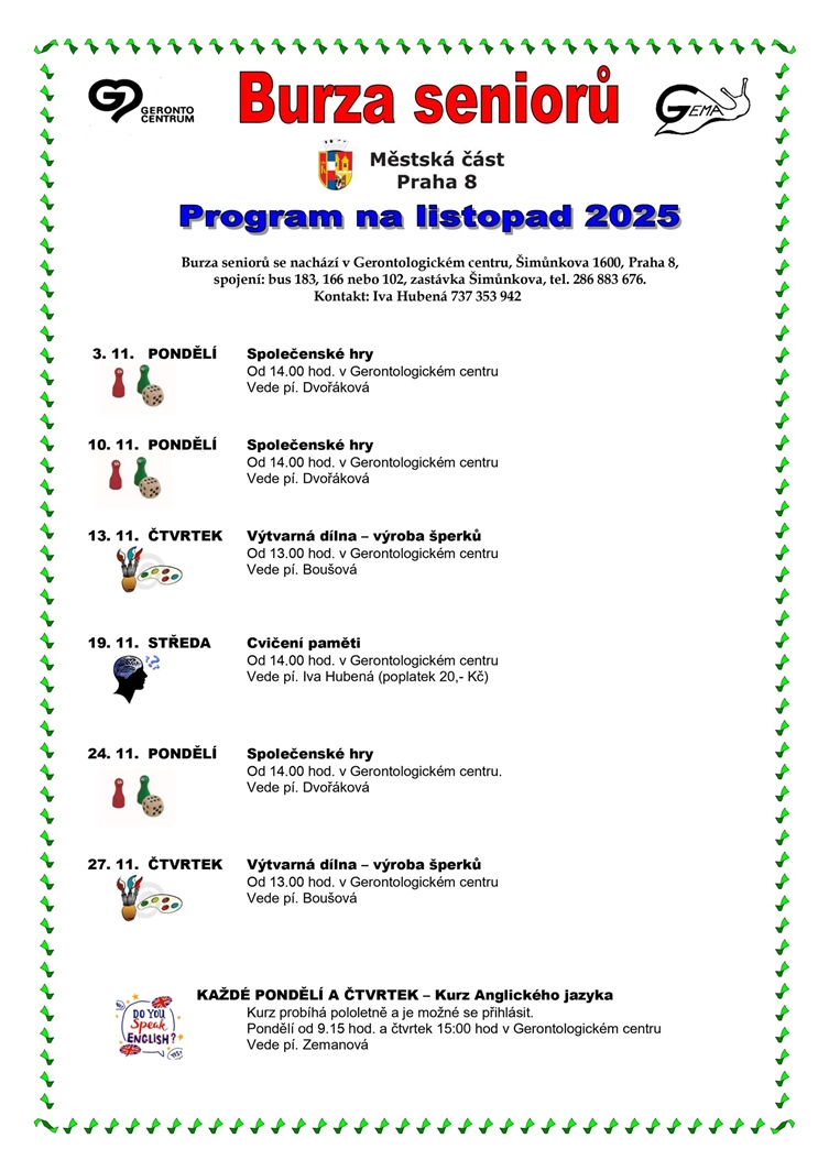 Burza seniorů - listopad 2025