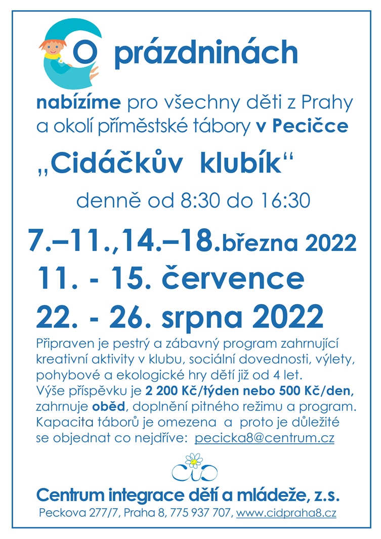 Příměstské tábory 2022, Cidáčkův klubík Příměstské tábory 2022, Cidáčkův klubík