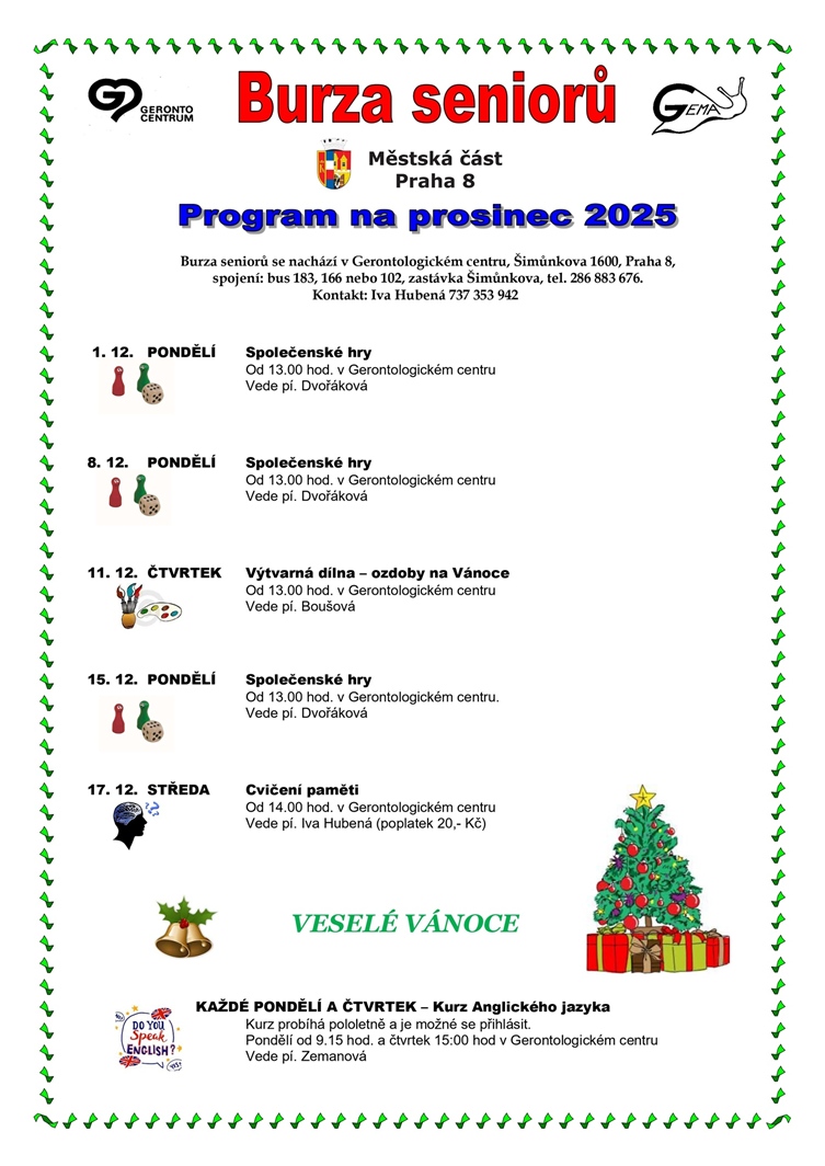 Burza seniorů - prosinec 2025