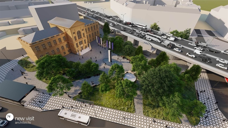 Muzeum Prahy chce změny parku na Florenci, ukázalo vizualizace i další plány
