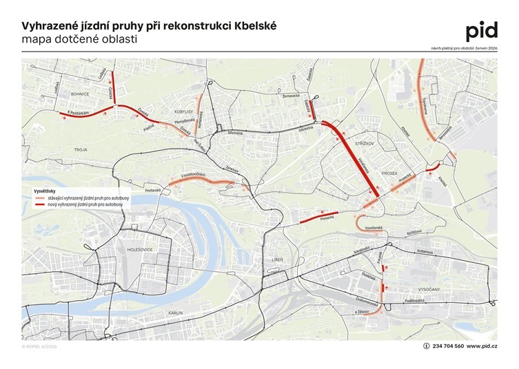 Vyhrazené jízdní pruhy při rekonstrukci Kbelské